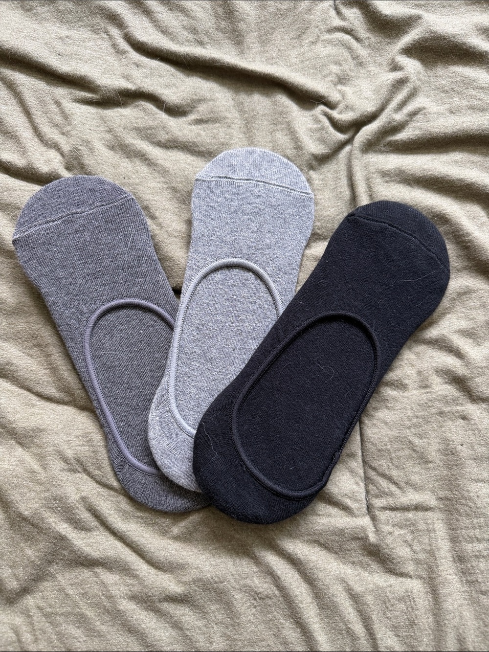No-Show Liner Socks - Black, Light Gray, Dark Gray